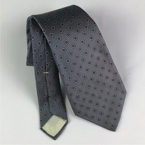 Vintage Bert Pulitzer Silk Tie Gray Flower Print